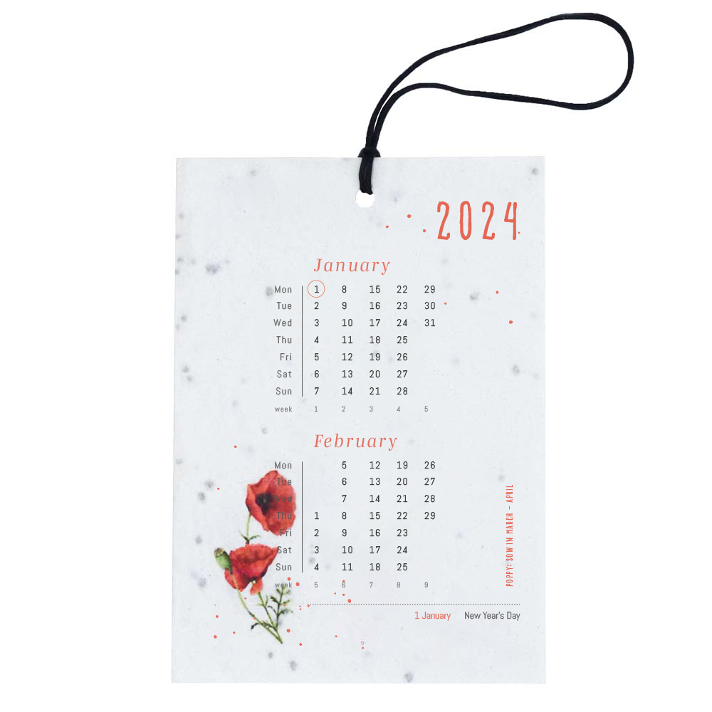 Calendar A6 seed paper | Eco gift